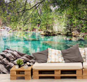 Landscape mural wallpaper tranquil lake scene - TenStickers