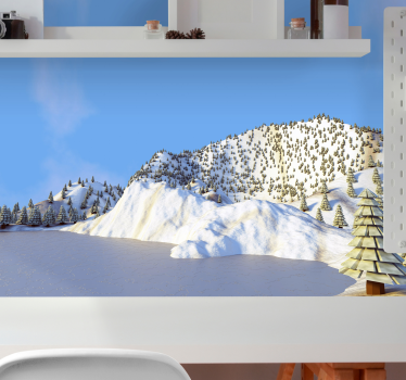 Landscape mural wallpaper winter mountain scene - TenStickers