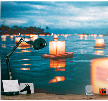 Lanterns above water landscape murals - TenStickers