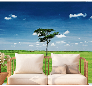 Lone Green Tree nature wall mural - TenStickers