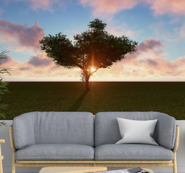 Lonely tree at sunrise landscape wall mural - TenStickers
