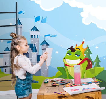 Love wall mural charming crowned frog - TenStickers