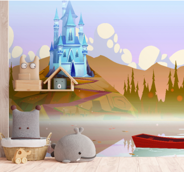 Magic blue castle Children Wall Murals - TenStickers