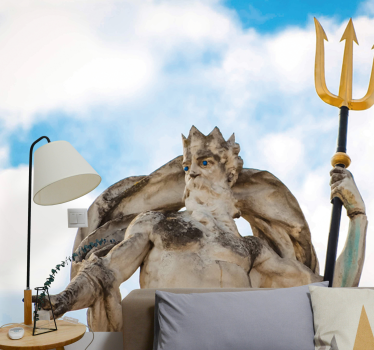 Man holding trident statue painting murals - TenStickers