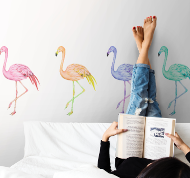 Master bedroom mural flamingo family silhouettes - TenStickers