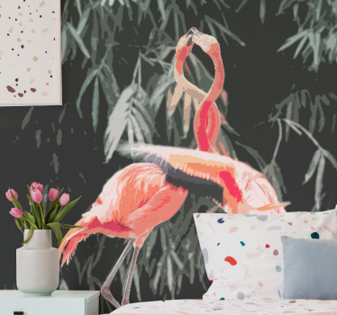 Master bedroom mural flamingo love dance - TenStickers
