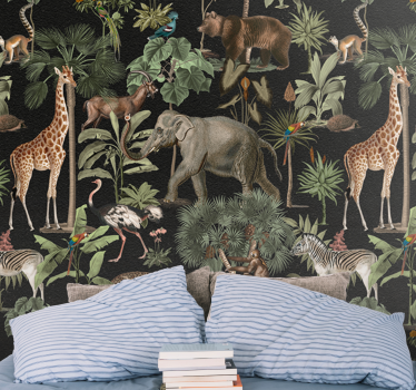Master bedroom mural jungle wildlife adventure - TenStickers