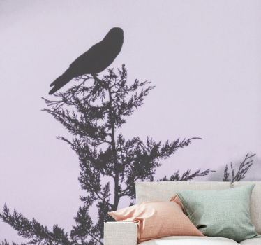 Master bedroom mural silhouette of bird - TenStickers