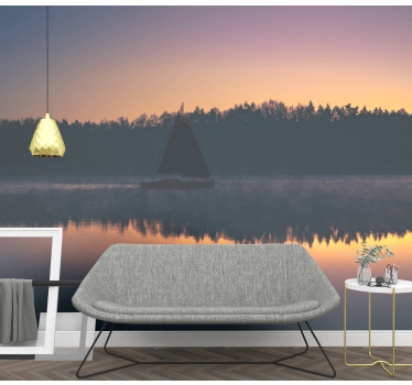 Mazury Sailboat Sunset landscape murals - TenStickers
