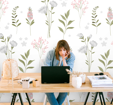 Minimalistic wildflower pattern mural - TenStickers
