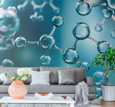 Molecule atom 3d effect mural wallpaper - TenStickers