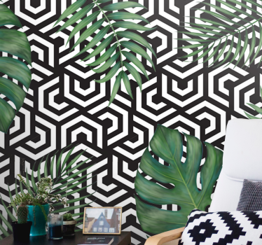 Monstera leaves  modern mural wallpaper - TenStickers