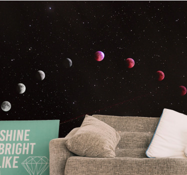Moon phases with galaxy background wall murals - TenStickers
