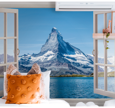 mountain view from the window 3d mural wallpaper - TenStickers