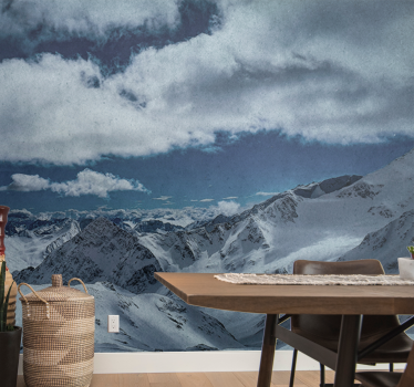 Mountain wall mural snow-capped mountain peaks - TenStickers