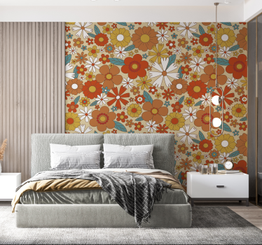 Multicolor 70's flowers vintage mural - TenStickers