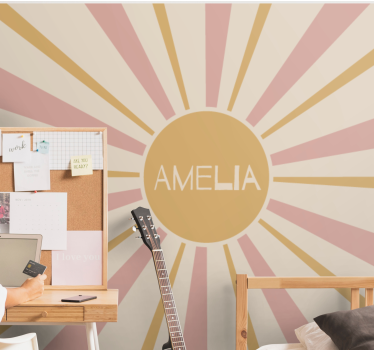 Mural quote sunburst personalized name - TenStickers