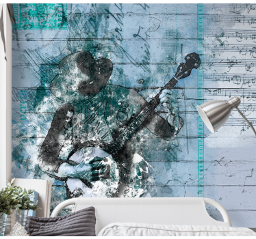 Music mural musician playing banjo - TenStickers