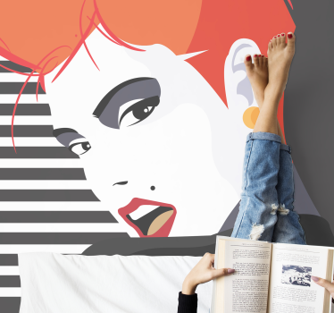 Mysterious female face wall mural - TenStickers
