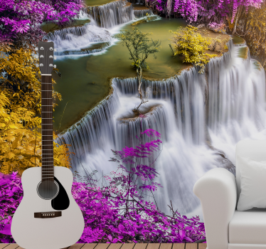 Mystic pink waterfall waterfall mural - TenStickers