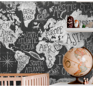 Mythical and old world map wall mural - TenStickers