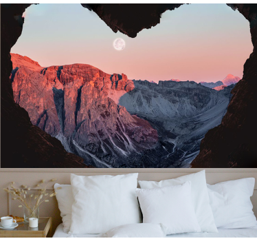 Nature wall mural heart-shaped mountain view - TenStickers