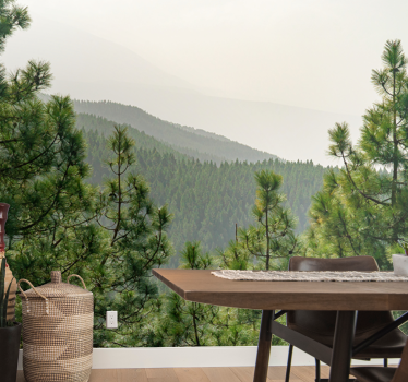 Nature wall mural lush green landscape - TenStickers