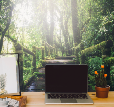 Nature wall mural lush woodland path - TenStickers