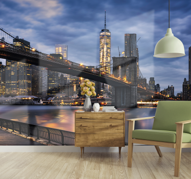 New York city lights skyline wall mural - TenStickers