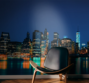 New york skyline at night new york mural wallpaper - TenStickers