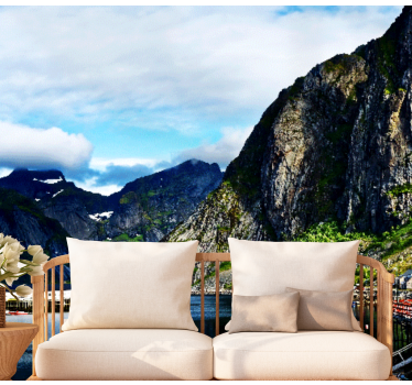 Norway winter lofoten mountain mural - TenStickers