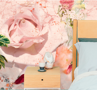 One big light pink rose mural - TenStickers