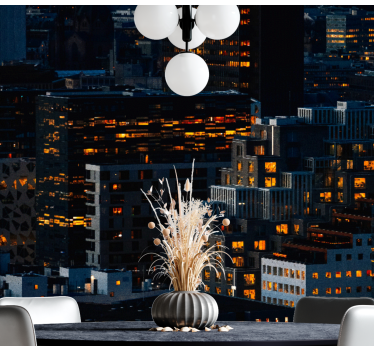 Oslo modern buildings at night mural wallpaper - TenStickers