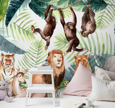 Painted Jungle Safari Children Wall Murals - TenStickers