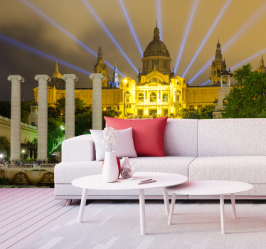 Palace Montjuic at night Lounge Photo Wallpaper - TenStickers