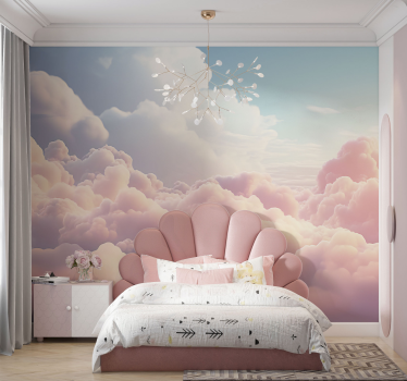 Pink cloud landscape Kids wall mural - TenStickers