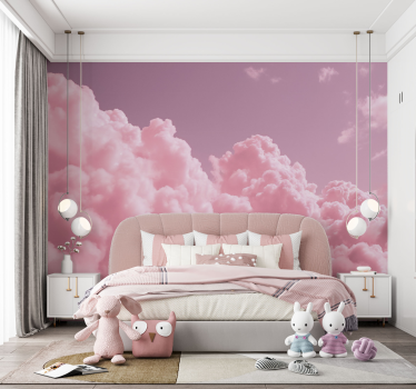 Pink fluffy clouds Kids wall mural - TenStickers