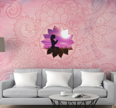 Pink mandala zen photo wallpaper - TenStickers