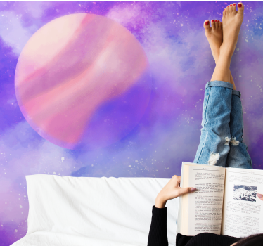 Pink moon with clouds wall murals for teenage bedrooms - TenStickers
