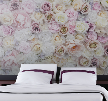 pink roses background rose mural - TenStickers