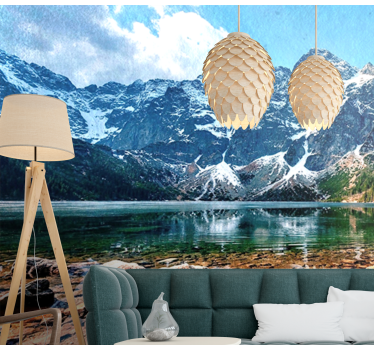 Polish Tatra lake and snow mountain mural - TenStickers