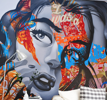 Pop art woman portrait graffiti painting murals - TenStickers