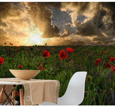Poppy wall mural poppy meadow dusk - TenStickers