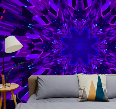 Purple and blue crystal shards 3d mural wallpaper - TenStickers