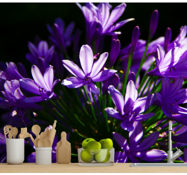 Purple flowers kitchen murals - TenStickers