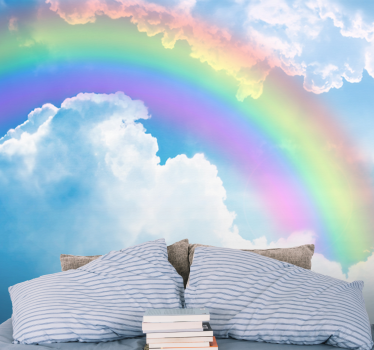 Rainbow on a blue sky with night sky wall mural - TenStickers