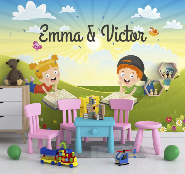 Personalised reading kids Children´s Wall Murals - TenStickers