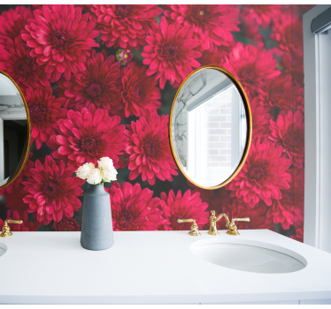 Red aster flowers mural wallpaper - TenStickers