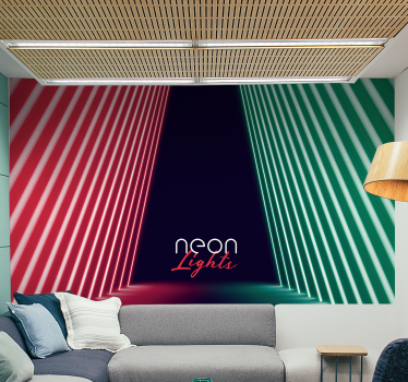 Red green neon light stage 3d mural wallpaper - TenStickers
