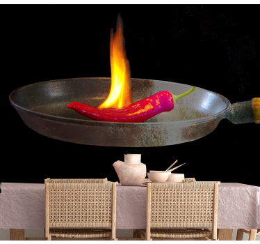 Red hot pepper on fire  modern mural wallpaper - TenStickers